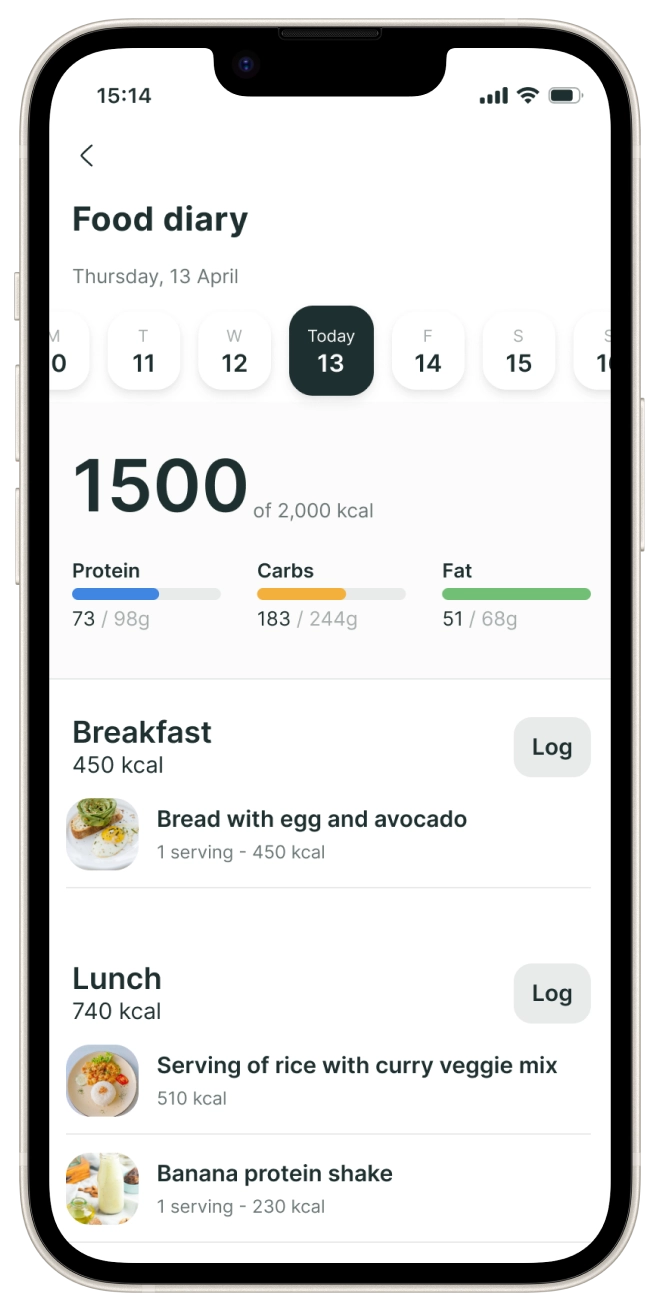 Pitalifts app nutrition
